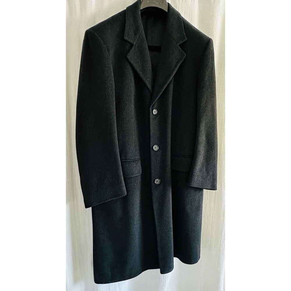 VTG Bill Blass Black Label Cashmere Blend Overcoat Unisex Sz 40 Short Luxury